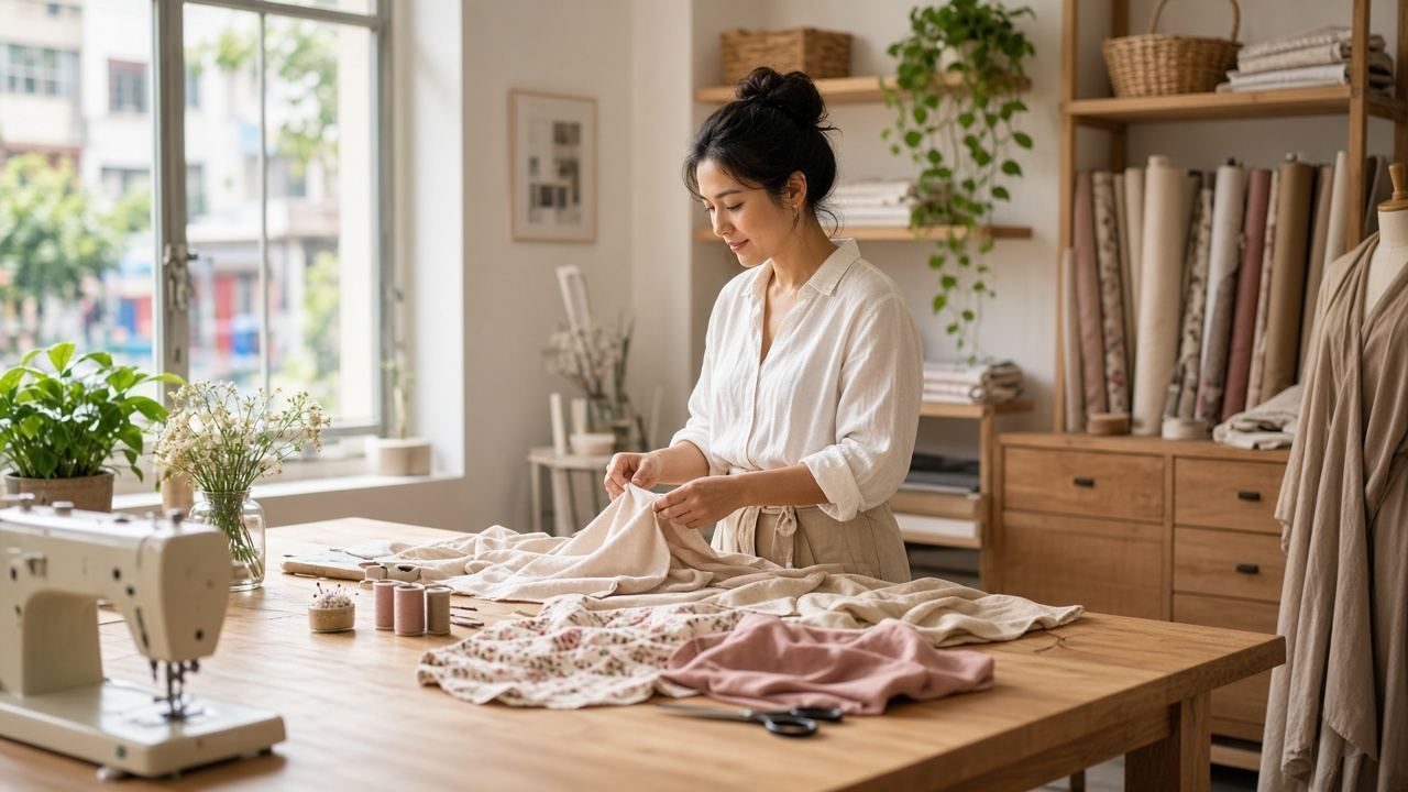 Custom clothing / dressmaking / made-to-measure sewing workspace at Nobleyard House